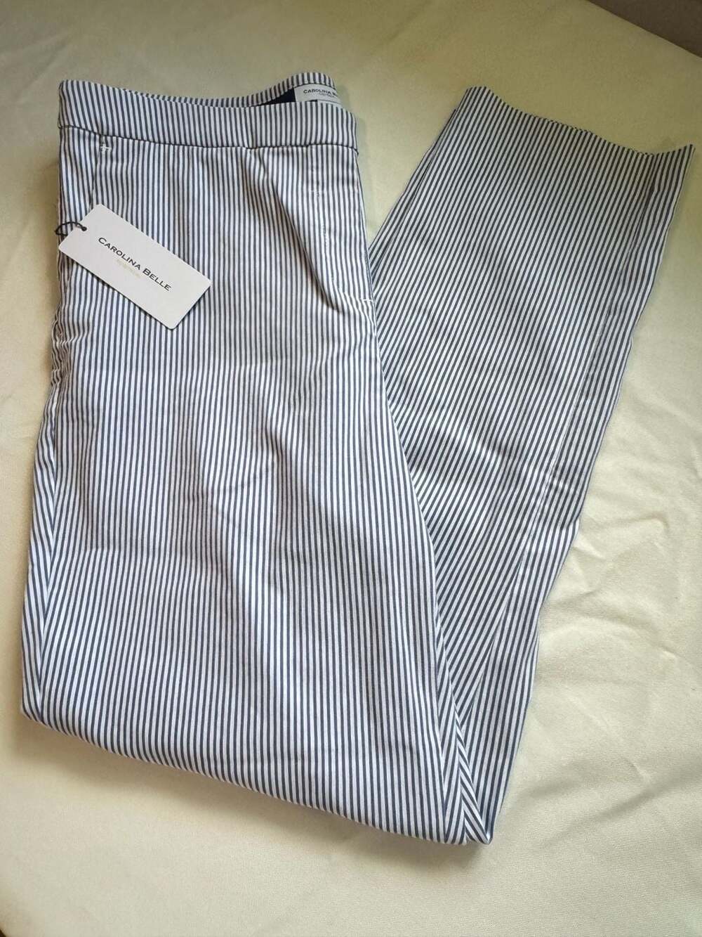 NWT Navy White Stripe Pull On Pants Coastal Preppy Old Money Women’s 10